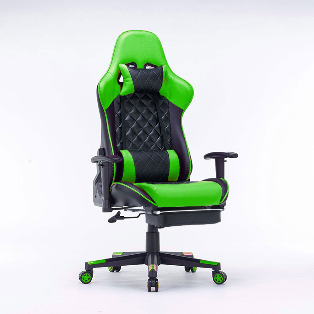 Gaming Chair Ergonomic Racing chair 165Â° Reclining Gaming Seat 3D Armrest Footrest Black Green