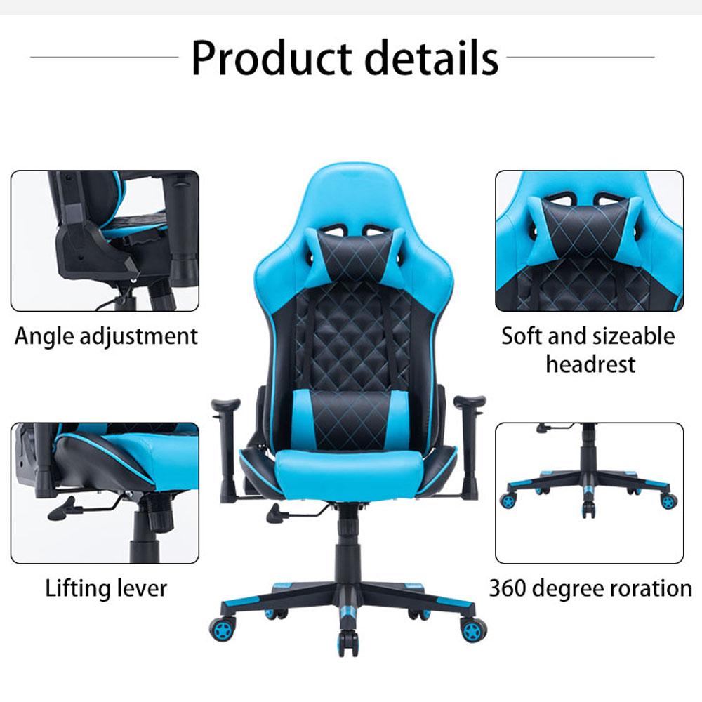 Gaming Chair Ergonomic Racing chair 165Â° Reclining Gaming Seat 3D Armrest Footrest Pink White