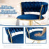 2x Height Adjustable Swivel Bar Stool Velvet Golden Base Barstools Chairs Padded Seat- Blue