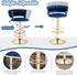 2x Height Adjustable Swivel Bar Stool Velvet Golden Base Barstools Chairs Padded Seat- Blue