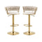 2x Height Adjustable Swivel Bar Stool Velvet Golden Base Barstools Chairs Padded Seat- Beige