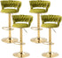 2x Height Adjustable Swivel Bar Stool Velvet Golden Base Barstools Chairs Padded Seat Olive Green
