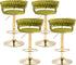 2x Height Adjustable Swivel Bar Stool Velvet Golden Base Barstools Chairs Padded Seat Olive Green