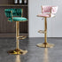 SERENITà Green Velvet Seat Kitchen Breakfast Bar Stools Counter Height Barstools with Back Cushioned Chairs for Home Bar x2
