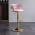 Pink Velvet Seat Kitchen Breakfast Bar Stools Counter Height Barstools with Back Cushioned Chairs for Home Bar x2