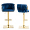 SERENITà Modern Velvet Breakfast Bar Stools Swivel Barstools Adjustable Counter Stools with Backrest Set of 2 Navy Blue