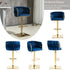 SERENITà Modern Velvet Breakfast Bar Stools Swivel Barstools Adjustable Counter Stools with Backrest Set of 2 Navy Blue