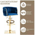 SERENITà Modern Velvet Breakfast Bar Stools Swivel Barstools Adjustable Counter Stools with Backrest Set of 2 Navy Blue