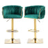 Modern Velvet Breakfast Bar Stools Swivel Barstools Adjustable Counter Stools with Backrest Set of 2 Emarald Green