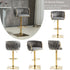 Modern Velvet Breakfast Bar Stools Swivel Barstools Adjustable Counter Stools with Backrest Set of 2 Grey