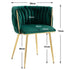 Emerald Green Modern Hand Weaving Dining Chairs,Velvet Upholstered Side Chairs with Gold Legs, Chic Vanity Chairs with Armrest, Accent Chair for Dining Room, and Cafe Set of 2
