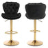SERENITà Swivel Bar Stools Set of 2 Counter Height Barstools with Back Velvet Upholstered Adjustable Stool Chair Mid Century Modern Bar Stool for Kitchen Island (Black)