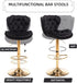 SERENITà Swivel Bar Stools Set of 2 Counter Height Barstools with Back Velvet Upholstered Adjustable Stool Chair Mid Century Modern Bar Stool for Kitchen Island (Black)
