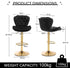 SERENITà Swivel Bar Stools Set of 2 Counter Height Barstools with Back Velvet Upholstered Adjustable Stool Chair Mid Century Modern Bar Stool for Kitchen Island (Black)