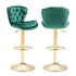 Swivel Bar Stools Set of 2 Counter Height Barstools with Back Velvet Upholstered Adjustable Stool Chair Min Century Modern Bar Stool for Kitchen Island (Emerald Green)