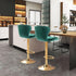 Swivel Bar Stools Set of 2 Counter Height Barstools with Back Velvet Upholstered Adjustable Stool Chair Min Century Modern Bar Stool for Kitchen Island (Emerald Green)