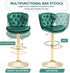 Swivel Bar Stools Set of 2 Counter Height Barstools with Back Velvet Upholstered Adjustable Stool Chair Min Century Modern Bar Stool for Kitchen Island (Emerald Green)
