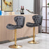 SERENITà Swivel Bar Stools Set of 2 Counter Height Barstools with Back Velvet Upholstered Adjustable Stool Chair Min Century Modern Bar Stool for Kitchen Island (Grey)