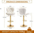 SERENITà Swivel Bar Stools Set of 2 Counter Height Barstools with Back Velvet Upholstered Adjustable Stool Chair Min Century Modern Bar Stool for Kitchen Island (Ivory)