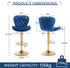 SERENITà Swivel Bar Stools Set of 2 Counter Height Barstools with Back Velvet Upholstered Adjustable Stool Chair Mid Century Modern Bar Stool for Kitchen Island (Navy Blue)