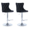 SERENITà Black Velvet Bar Stools Adjustable Swivel Counter Height Chairs with Tufted Back and Nailhead Trim for Kitchen Island Pub Restaurant (2Pcs, Chrome Metal)