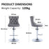 SERENITà Gray Velvet Bar Stools Adjustable Swivel Counter Height Chairs with Tufted Back and Nailhead Trim for Kitchen Island Pub Restaurant (2Pcs, Chrome Metal, Grey)