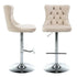 SERENITà Ivory Velvet Bar Stools Adjustable Swivel Counter Height Chairs with Tufted Back and Nailhead Trim for Kitchen Island Pub Restaurant (2Pcs, Chrome Metal)