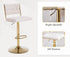 SERENITà  2x Velvet Bar Stools with Braided Back Elegant Kitchen High Chairs, Kitchen Island Stools Adjustable Height Swivel Bar Chairs with Gold Legs for Home-White