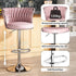 SERENITà Modern Silver Swivel Upholstered Velvet Adjustable Height Counter Stool with Metal Frame Pink (Set of 2)