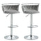 SERENITà Silver Swivel Upholstered Velvet Adjustable Height Counter Stool with Metal Frame Grey (Set of 2)