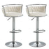 SERENITà Silver Swivel Upholstered Velvet Adjustable Height Counter Stool with Metal Frame White (Set of 2)