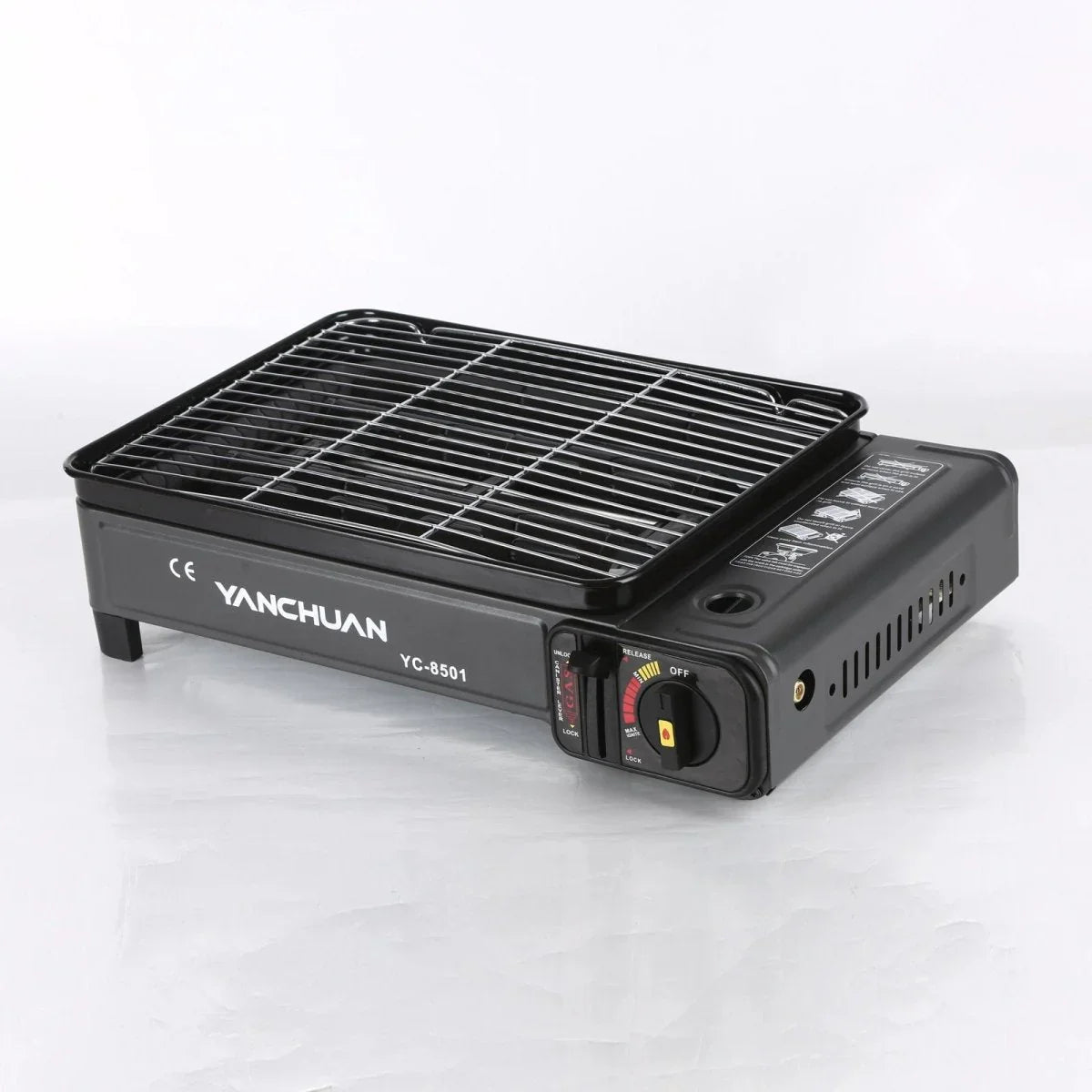 Portable Gas Stove Burner Butane BBQ Camping Gas Cooker With Non Stick Plate Black