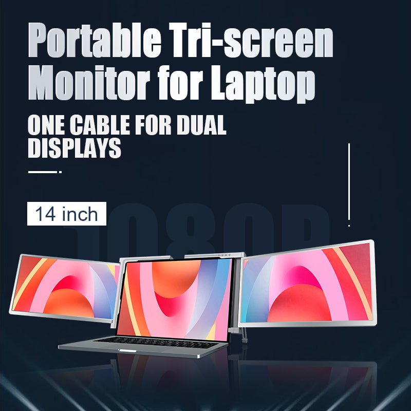 14 Inch  Triple Portable Monitor 1080P FHD IPS Triple Monitor Laptop Screen Extender for 15"-17" Laptops