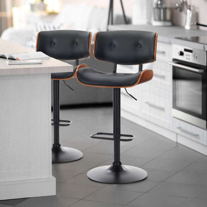 European Wooden Black Modern Bar Stools Swivel Bar Stool Chair Counter Height Bar(Black)stool with 360 Degree Swivel Seat