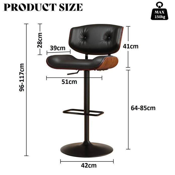 European Wooden Black Modern Bar Stools Swivel Bar Stool Chair Counter Height Bar(Black)stool with 360 Degree Swivel Seat