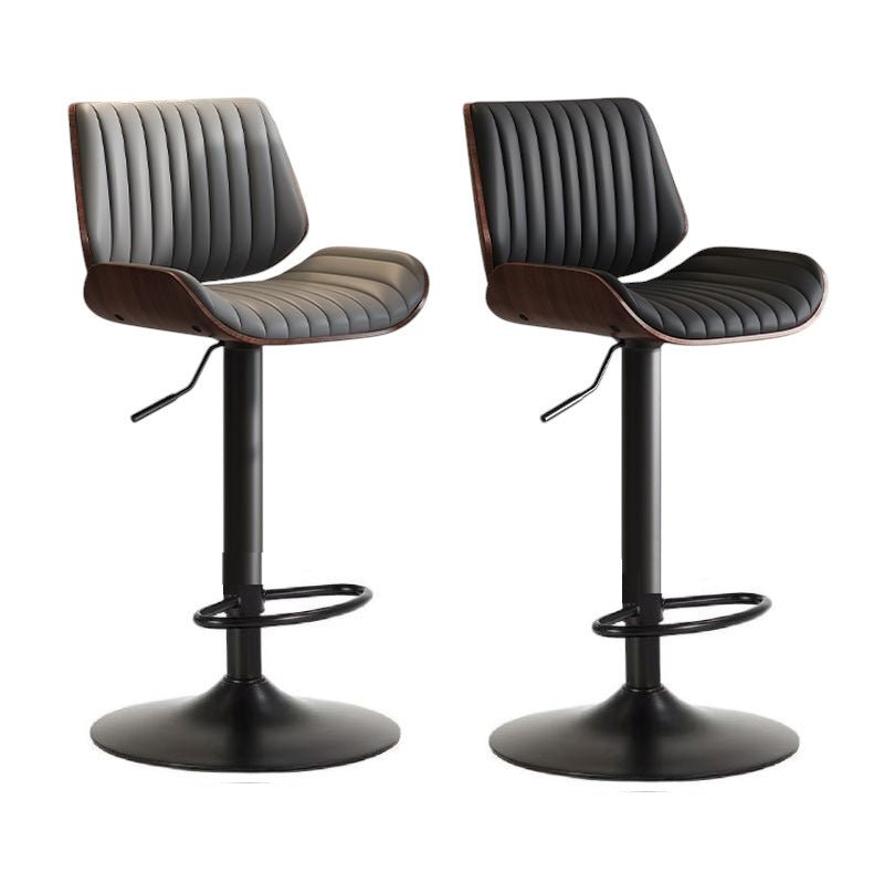 European Wooden Modern Bar Stools Bistro Stool with Rotating and Aerodynamic Multi-levelled (Grey)