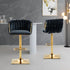 Modern Velvet Breakfast Bar Stools Swivel Barstools Adjustable Counter Stools with Backrest Set of 2 Black