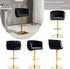 Modern Velvet Breakfast Bar Stools Swivel Barstools Adjustable Counter Stools with Backrest Set of 2 Black