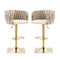 Modern Velvet Breakfast Bar Stools Swivel Barstools Adjustable Counter Stools with Backrest Set of 2 iVORY
