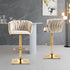 Modern Velvet Breakfast Bar Stools Swivel Barstools Adjustable Counter Stools with Backrest Set of 2 iVORY