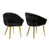 Black Modern Velvet Dining Chairs, Upholstered Living Room Chair with Woven Back and Golden Metal Legs, Mid-Century Accent Set of 2(BLACK)