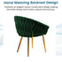 SERENITà Emerald Green Modern Velvet Dining Chairs, Upholstered Living Room Chair with Woven Back and Golden Metal Legs, Mid-Century Accent Set of 2(GREEN)