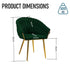 SERENITà Emerald Green Modern Velvet Dining Chairs, Upholstered Living Room Chair with Woven Back and Golden Metal Legs, Mid-Century Accent Set of 2(GREEN)