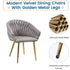 Grey Modern Velvet Dining Chairs, Upholstered Living Room Chair with Woven Back and Golden Metal Legs, Mid-Century Accent Set of 2(Grey)