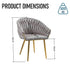 Grey Modern Velvet Dining Chairs, Upholstered Living Room Chair with Woven Back and Golden Metal Legs, Mid-Century Accent Set of 2(Grey)