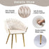 Ivory Modern Velvet Dining Chairs, Upholstered Living Room Chair with Woven Back and Golden Metal Legs, Mid-Century Accent Set of 2(Ivory)