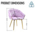 Pink Modern Velvet Dining Chairs, Upholstered Living Room Chair with Woven Back and Golden Metal Legs, Mid-Century Accent Set of 2(Pink)