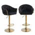 SERENITà GP1863 Modern Velvet Breakfast Bar Stools Swivel Barstools Adjustable Counter Stools with Backrest (Gold-Black)