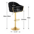 SERENITà GP1863 Modern Velvet Breakfast Bar Stools Swivel Barstools Adjustable Counter Stools with Backrest (Gold-Black)