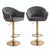 SERENITà GP1863 Modern Velvet Breakfast Bar Stools Swivel Barstools Adjustable Counter Stools with Backrest (Gold-Grey)